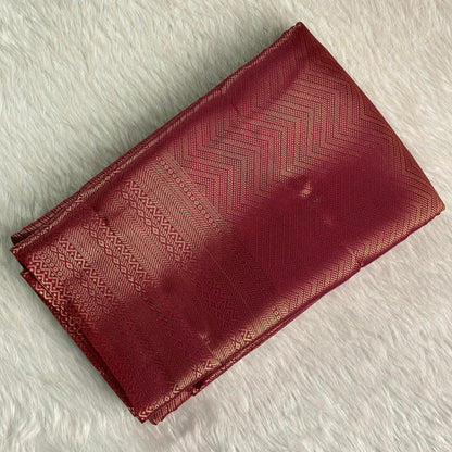 Anjali Wedding Special: Deep Maroon Silk Saree with Full Copper Zari Work Peach