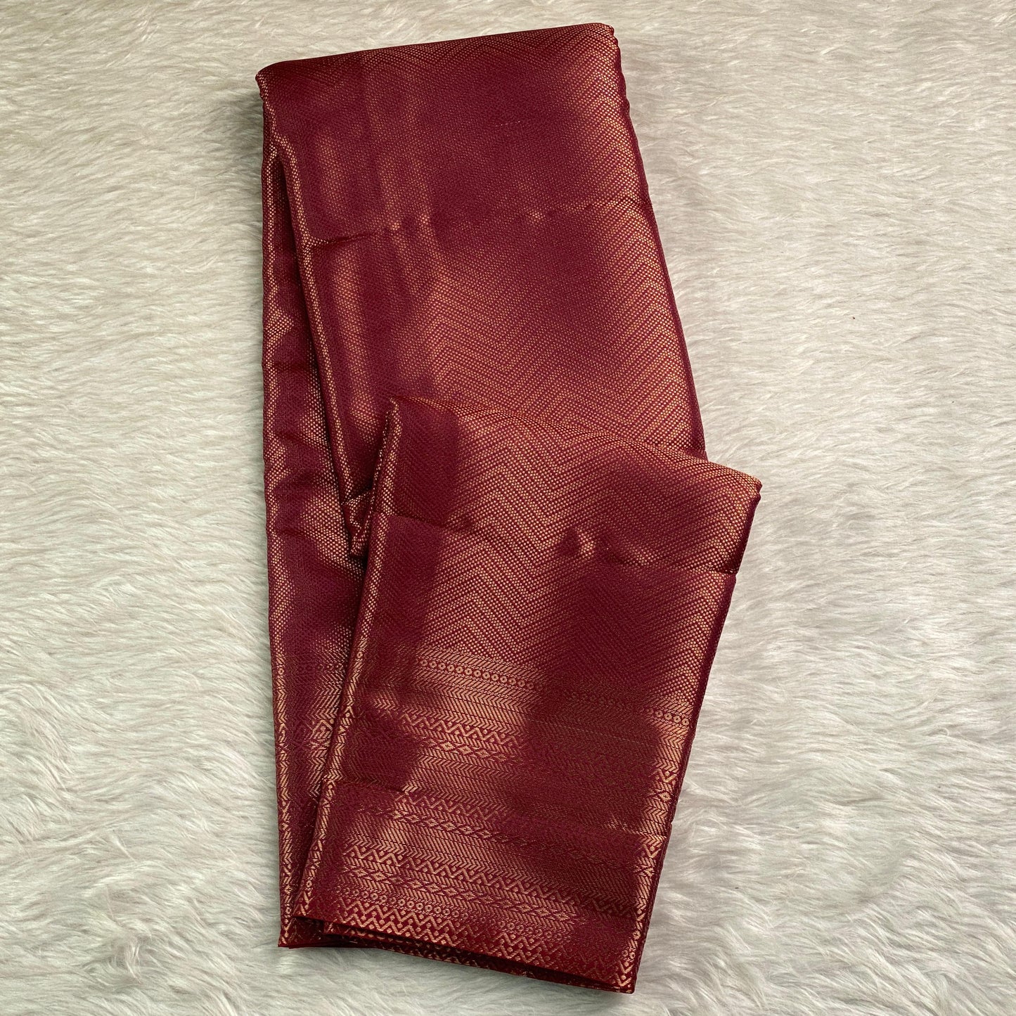 Anjali Wedding Special: Deep Maroon Silk Saree with Full Copper Zari Work Peach