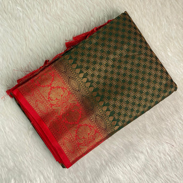 Dwani Golden Radiance Georgette Banarasi Saree Green