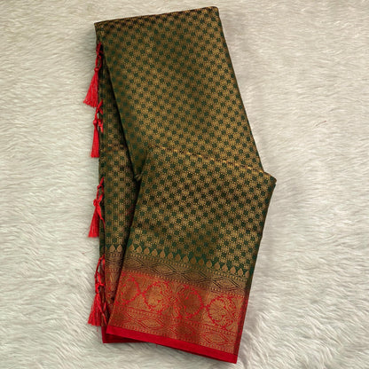 Dwani Golden Radiance Georgette Banarasi Saree Green