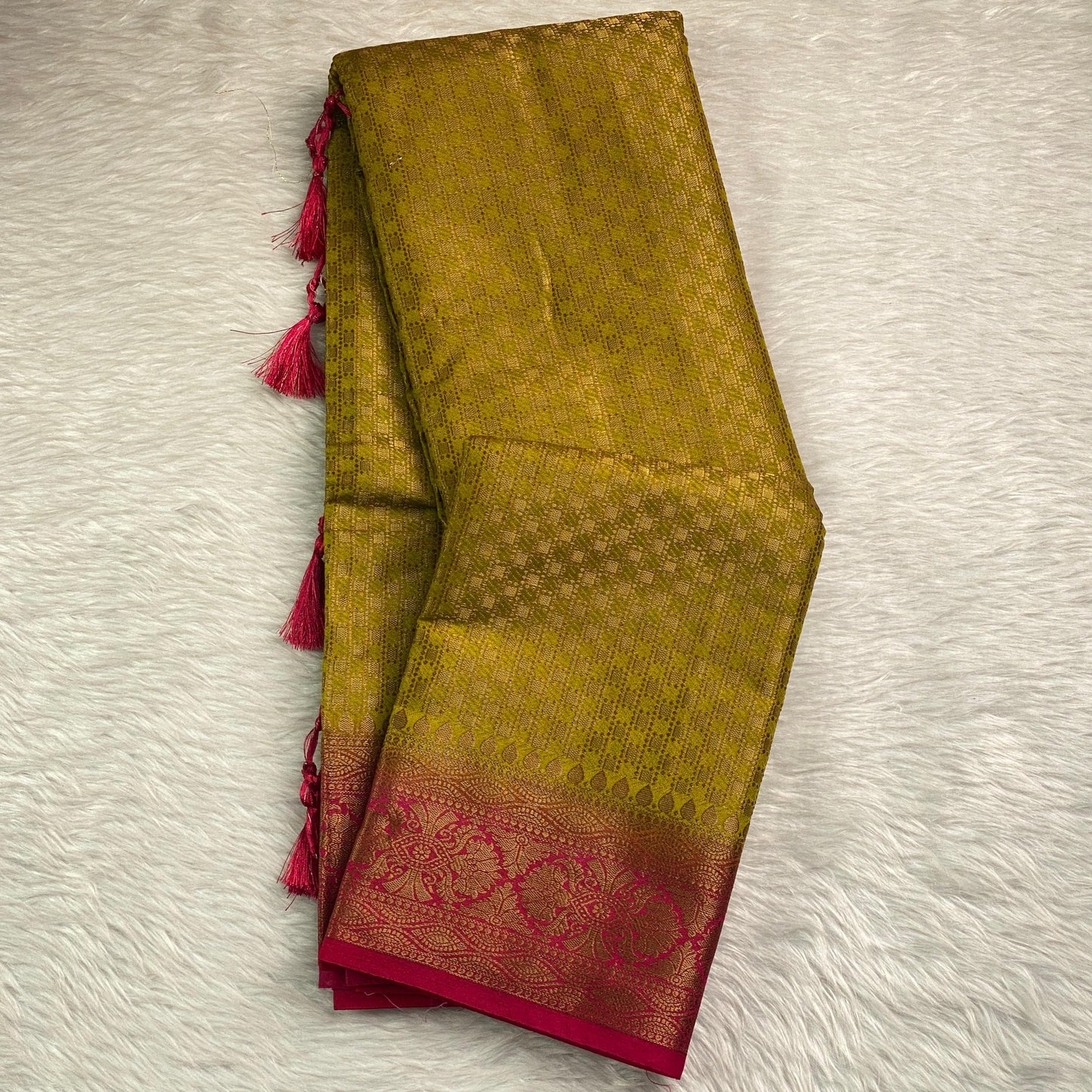 Dwani Golden Radiance Georgette Banarasi Saree Olive