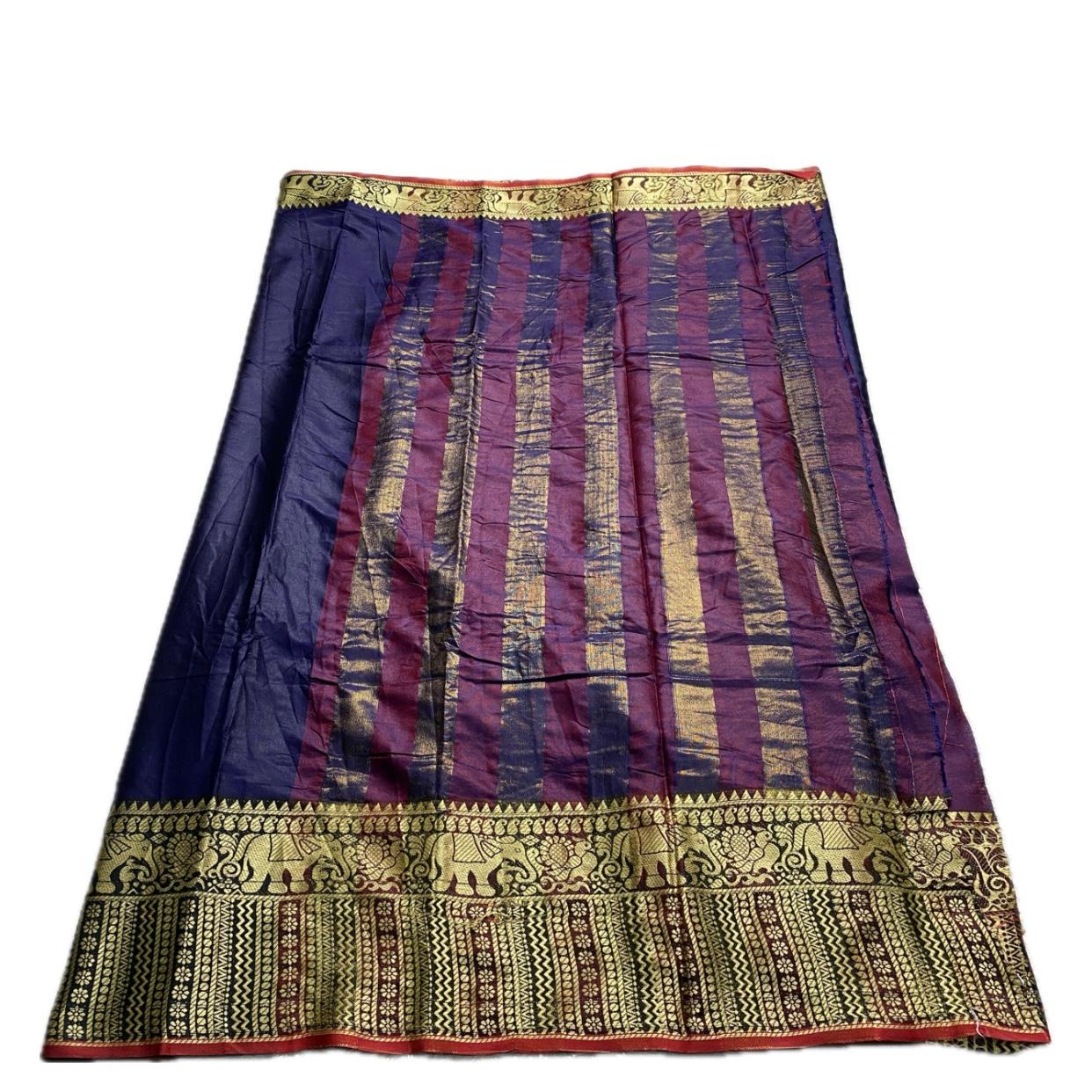 Narayani Pattu Elephant Design Cotton Saree Blue