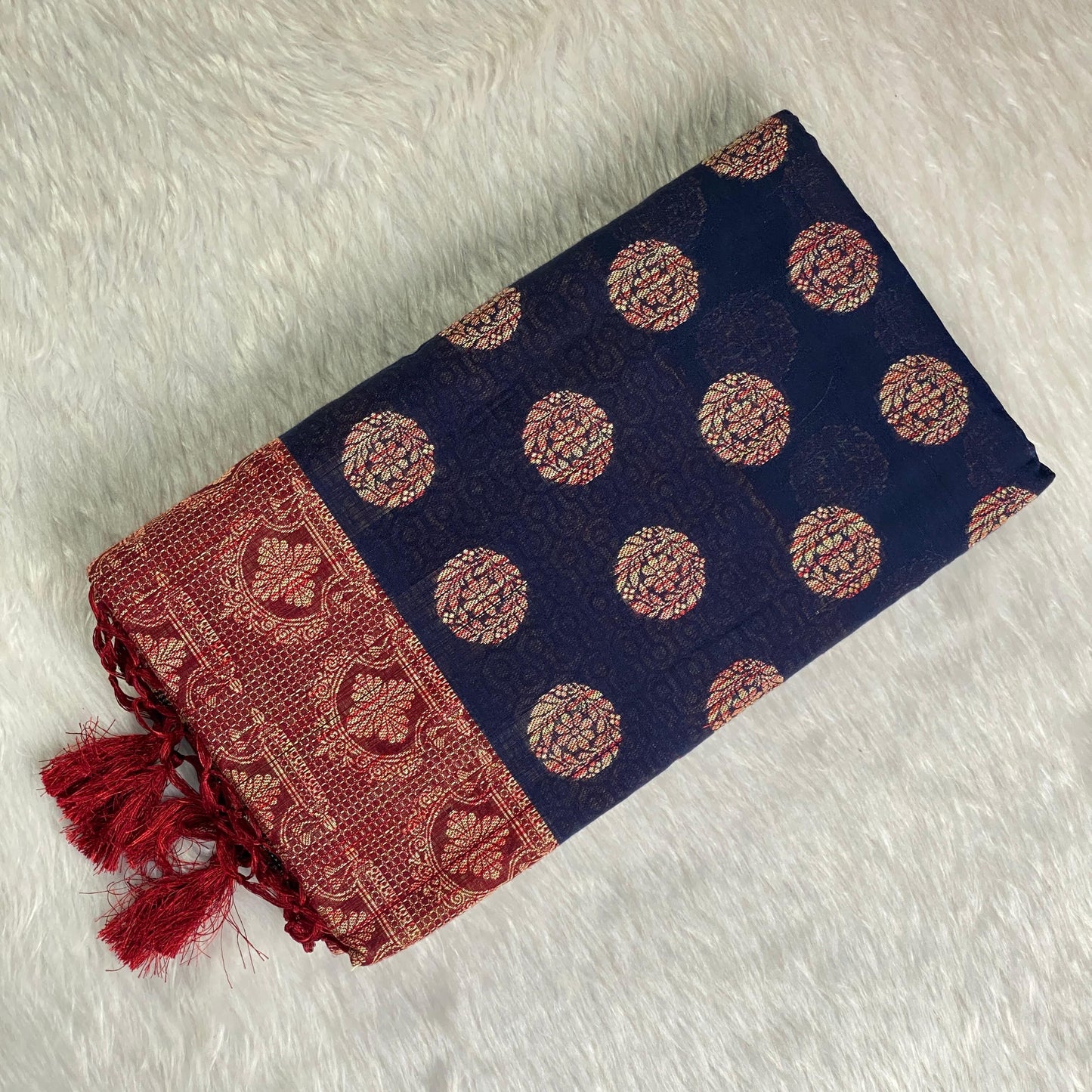 Rajani Floral Butta Cotton Saree Blue