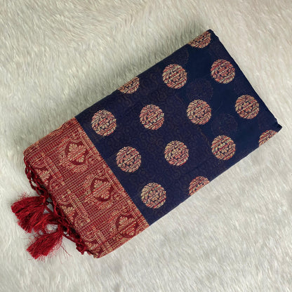 Rajani Floral Butta Cotton Saree Blue