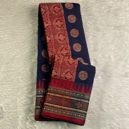 Rajani Floral Butta Cotton Saree Blue