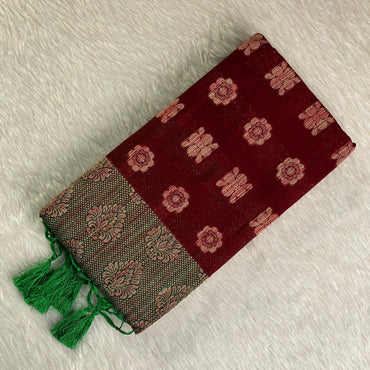 Rajani Floral Butta Cotton Saree Maroon