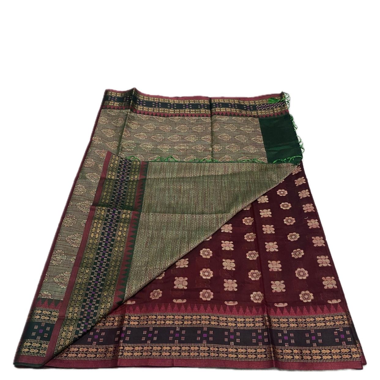 Rajani Floral Butta Cotton Saree Maroon