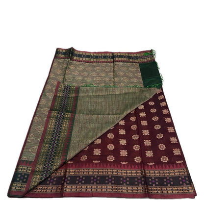 Rajani Floral Butta Cotton Saree Maroon