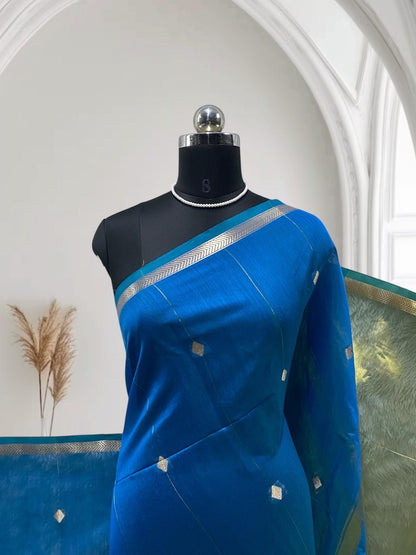 Saikala Chanderi Silk Saree Light Blue