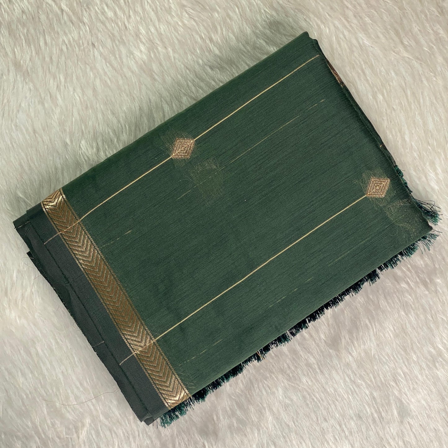Saikala Chanderi Silk Saree Dark Green