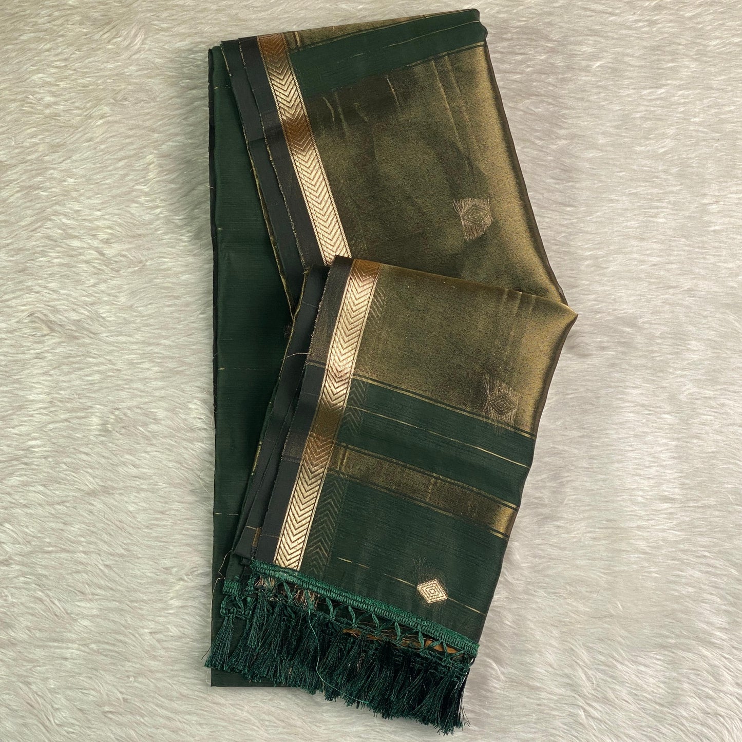 Saikala Chanderi Silk Saree Dark Green