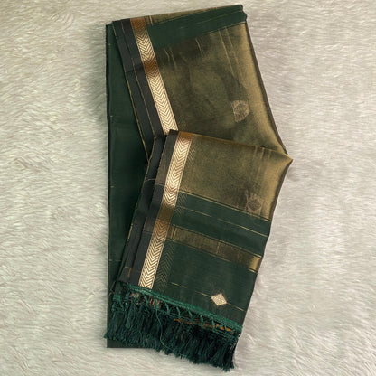 Saikala Chanderi Silk Saree Dark Green