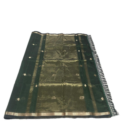 Saikala Chanderi Silk Saree Dark Green