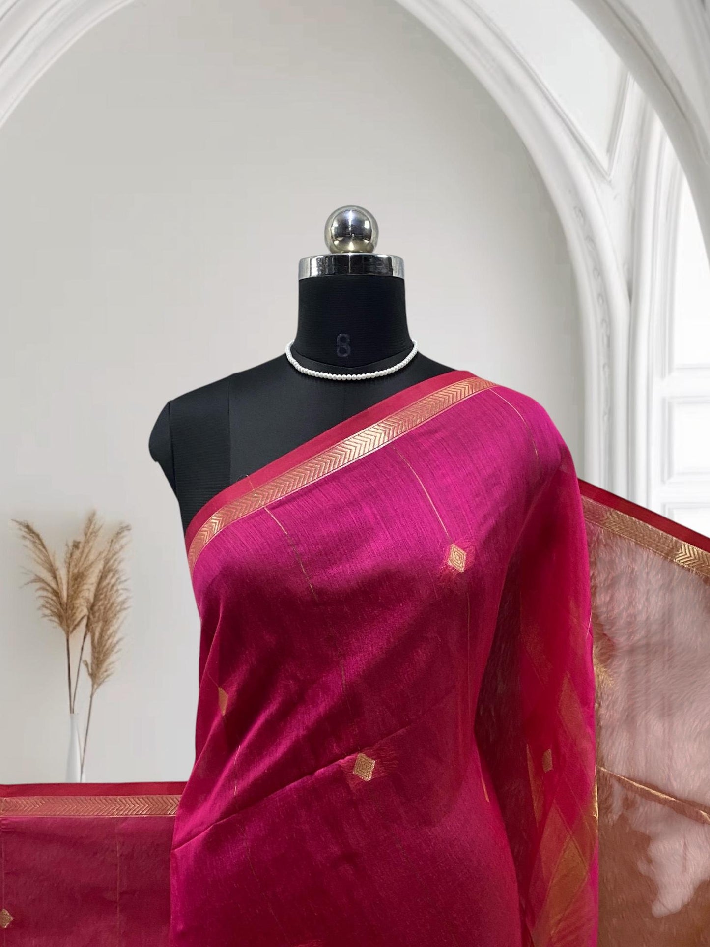 Saikala Chanderi Silk Saree Dark Pink