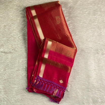 Saikala Chanderi Silk Saree Dark Pink