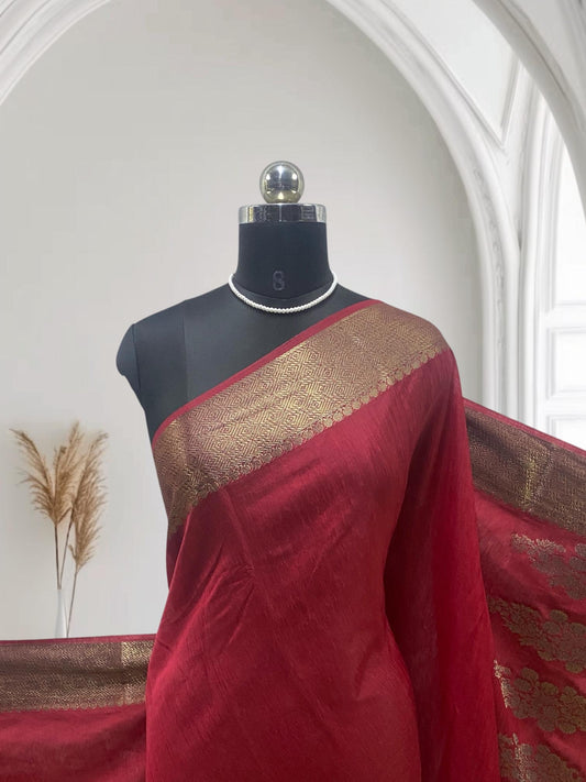 Kavitha Jute Saree Red