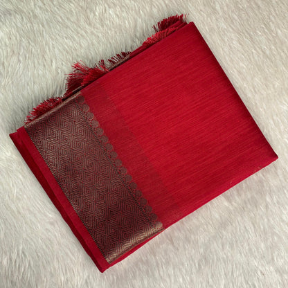 Kavitha Jute Saree Red