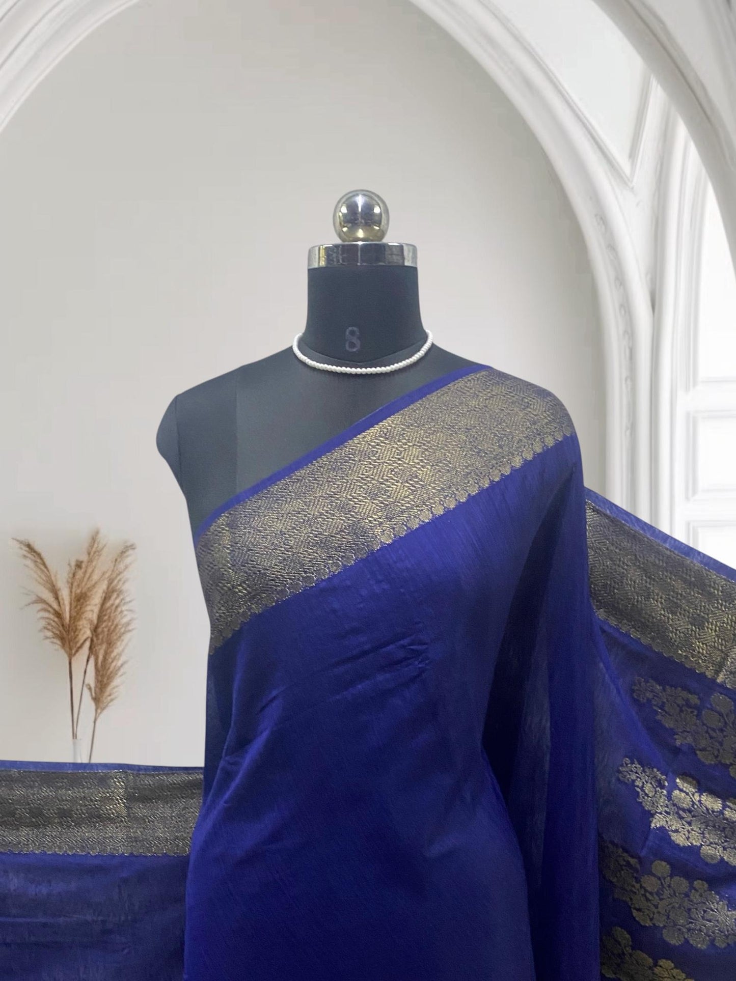 Kavitha Jute Saree Navy Blue