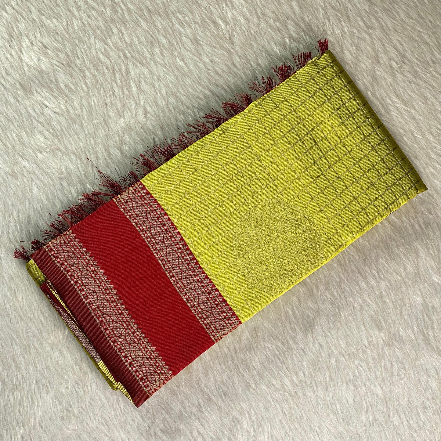 Trithya Gaddu Silk Checks Saree Olive