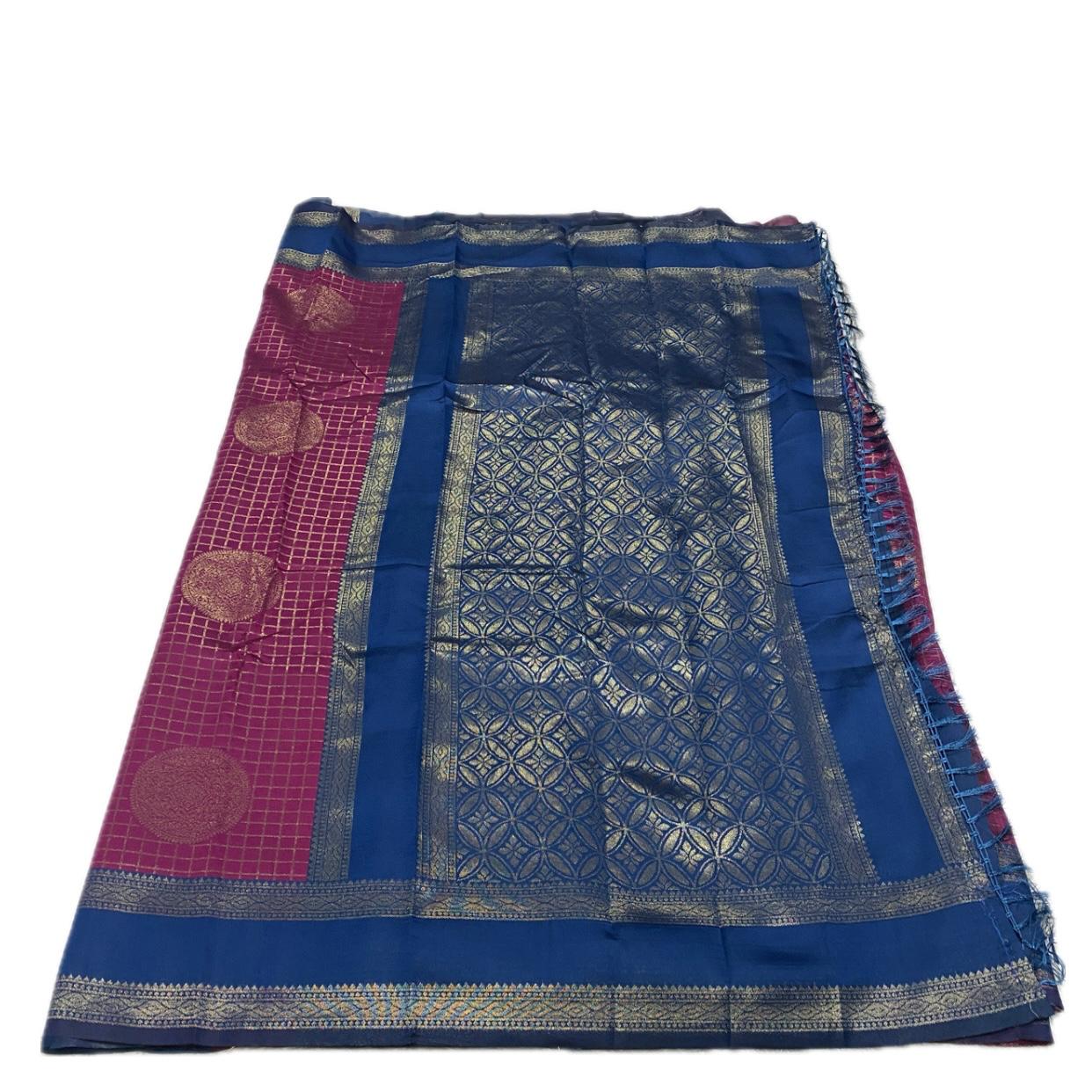 Thrithya Gaddu Silk Checks Saree Pink