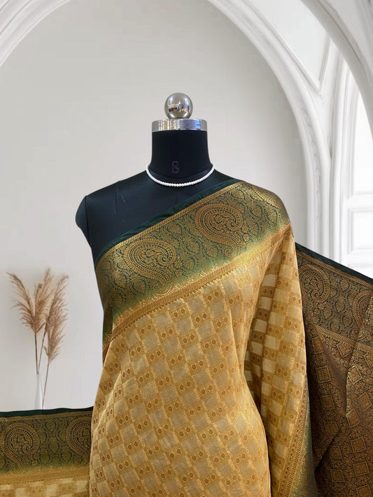 Sheena Georgette Saree with Zari Checks & Contrast Border