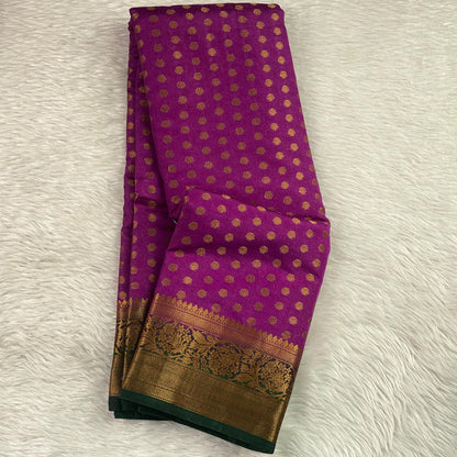 Aami Dark Pink Georgette Banarasi Butta Saree with Contrast Border