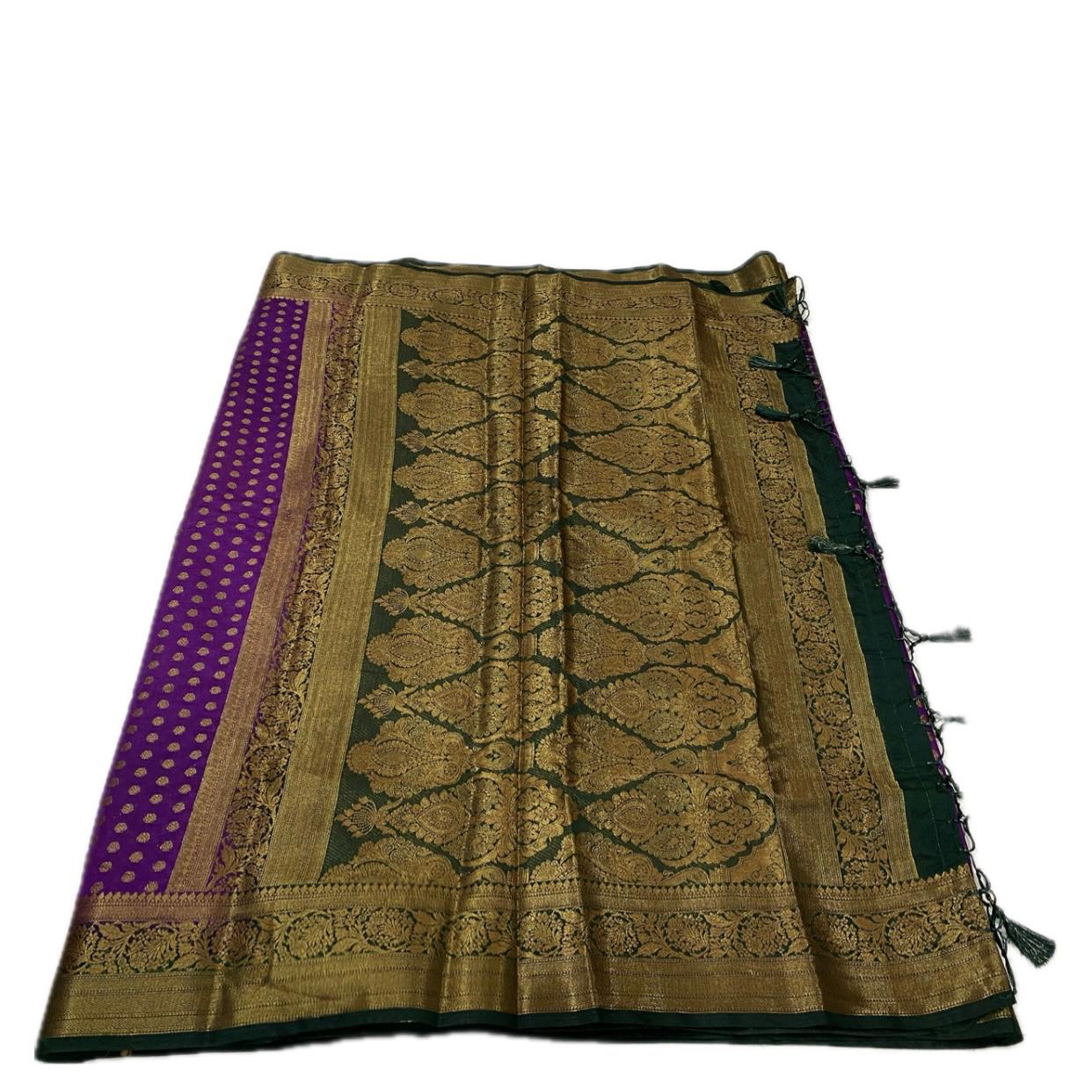 Aami Dark Pink Georgette Banarasi Butta Saree with Contrast Border