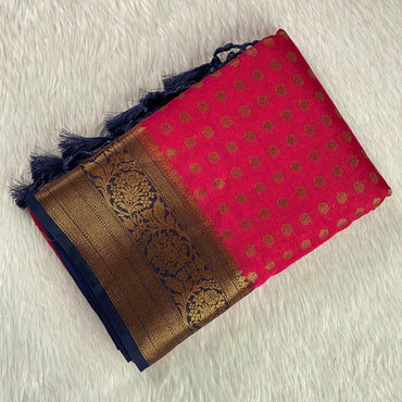 Aami Pink Georgette Banarasi Butta Saree in Peach