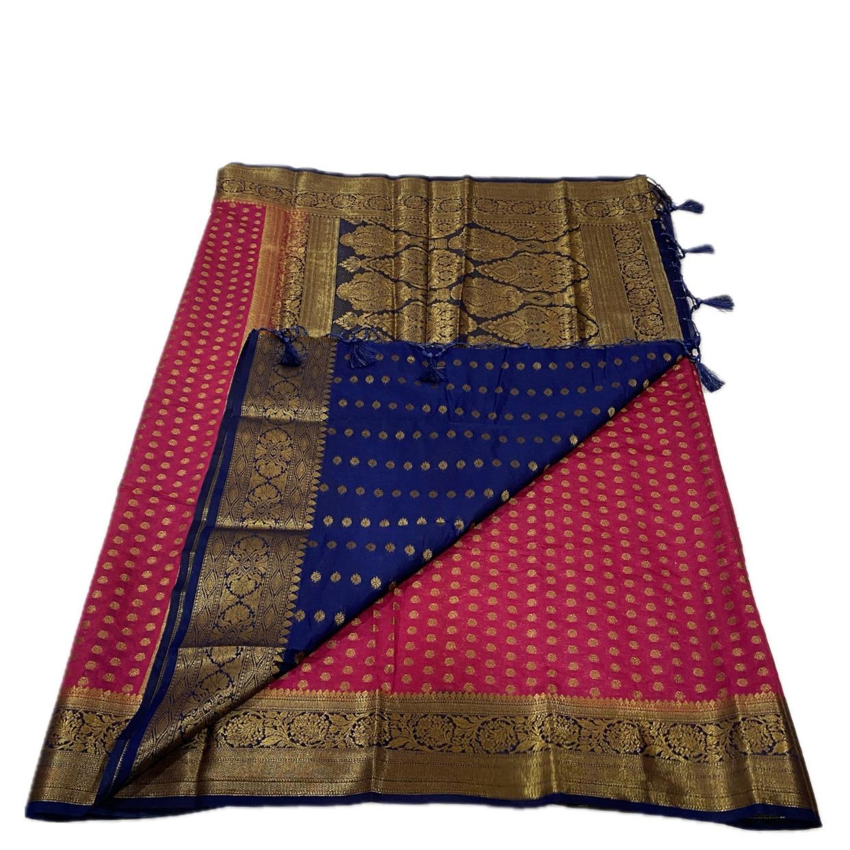 Aami Pink Georgette Banarasi Butta Saree in Peach