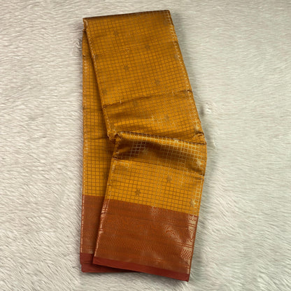 Anamika Semi Silk Checkered Saree in Yellow