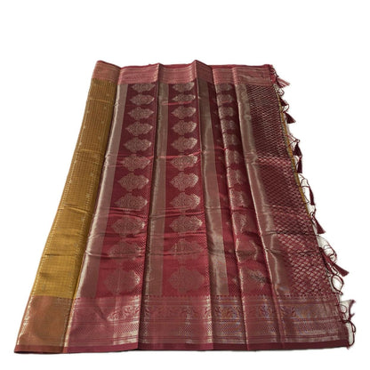 Anamika Semi Silk Checkered Saree in Yellow