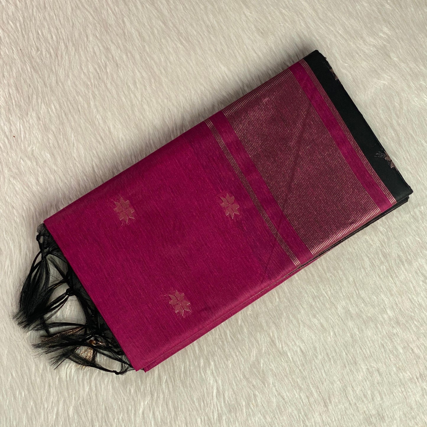 Maheshwari Cotton Double shade Saree Black & Pink