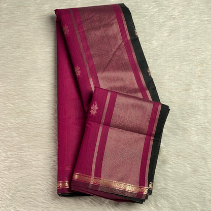 Maheshwari Cotton Double shade Saree Black & Pink