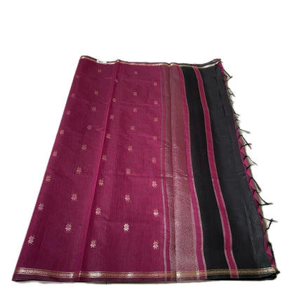 Maheshwari Cotton Double shade Saree Black & Pink