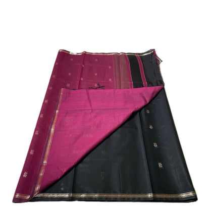 Maheshwari Cotton Double shade Saree Black & Pink