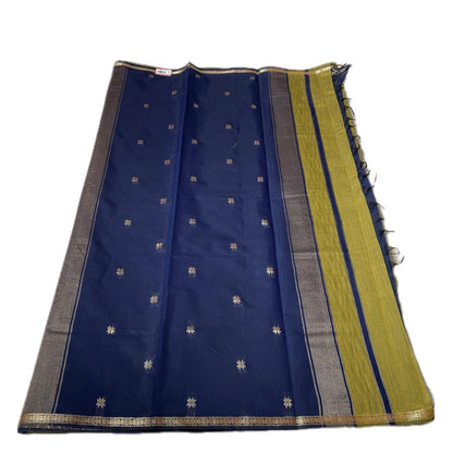 Maheshwari Cotton Double shade Saree Olive & Blue