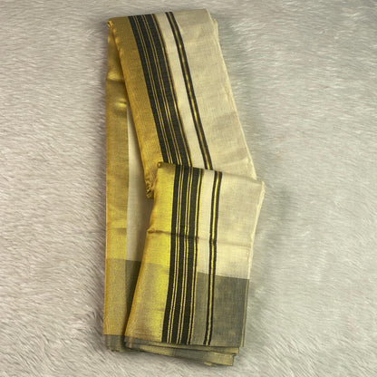 Karthika Black with Gold Zari Set Saree