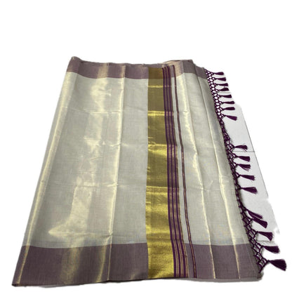 Karthika Purple with Gold Zari Set Saree