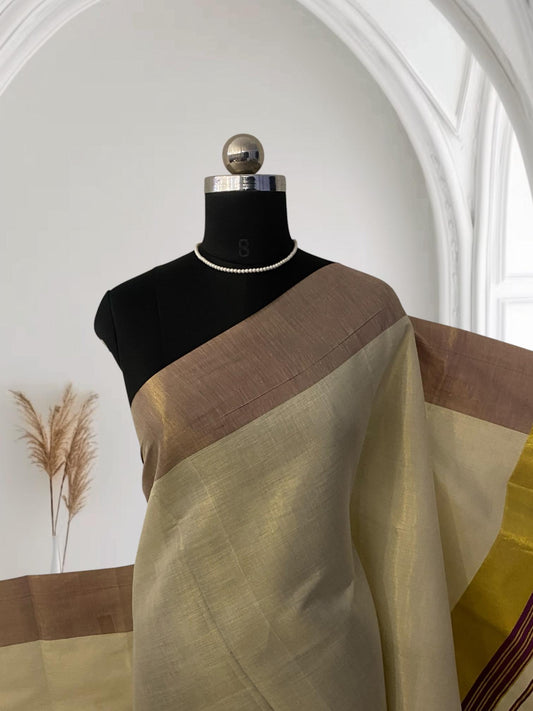 Karthika Purple with Gold Zari Set Saree