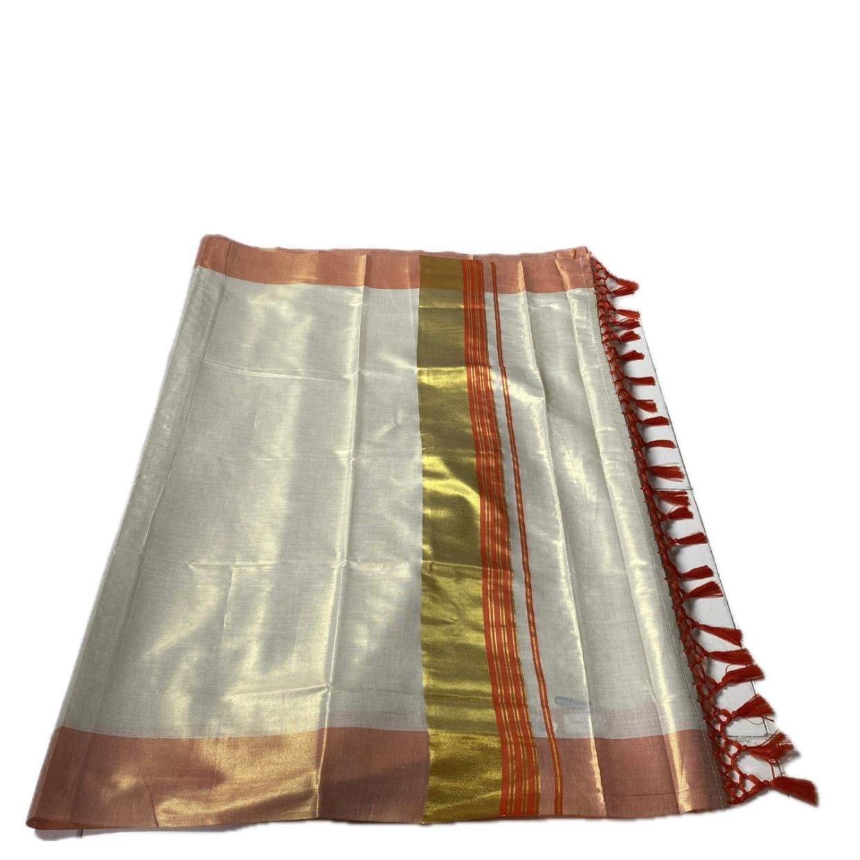 Karthika Orange with Gold Zari Set Saree