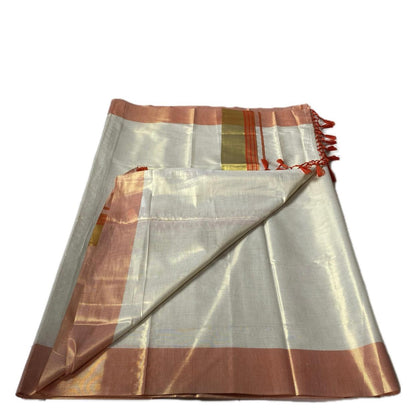 Karthika Orange with Gold Zari Set Saree