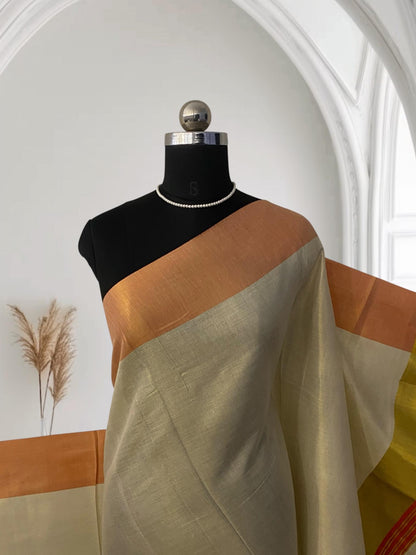 Karthika Orange with Gold Zari Set Saree