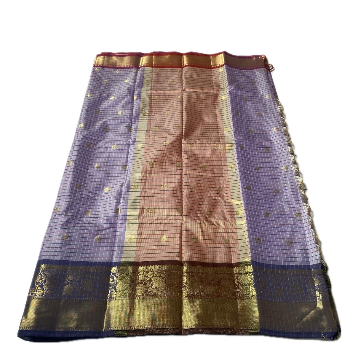 Yamuna Checks Saree with Tassels in Lavender Elegance