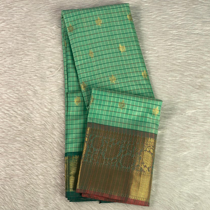 Yamuna Checks Saree with Tassels in Light Green Shade