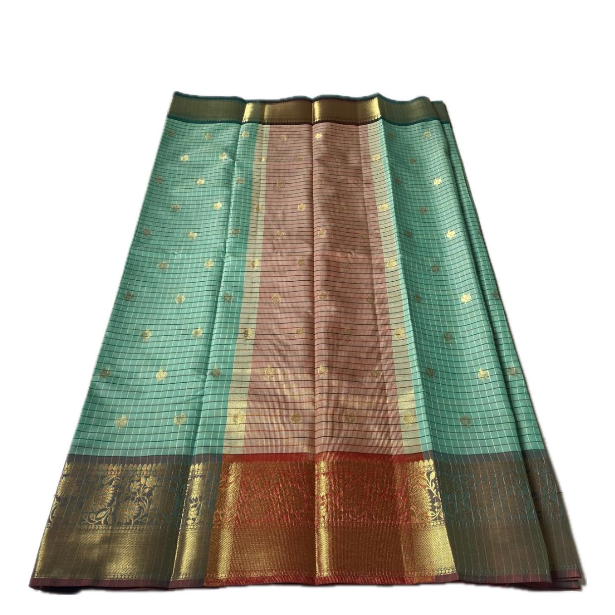 Yamuna Checks Saree with Tassels in Light Green Shade