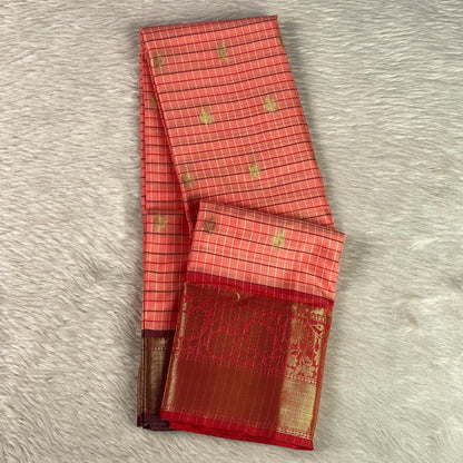 Yamuna Checks Saree with Tassels in Red