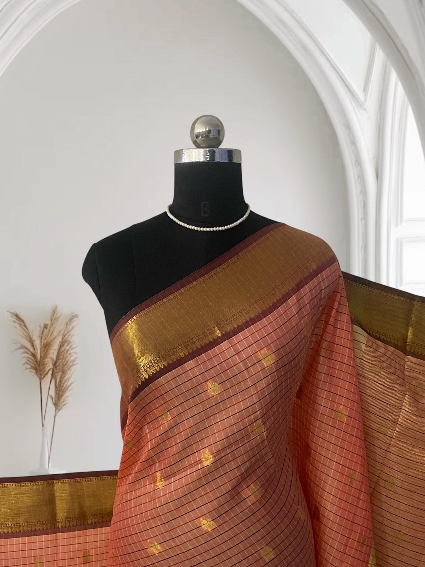 Yamuna Checks Saree with Tassels in Red