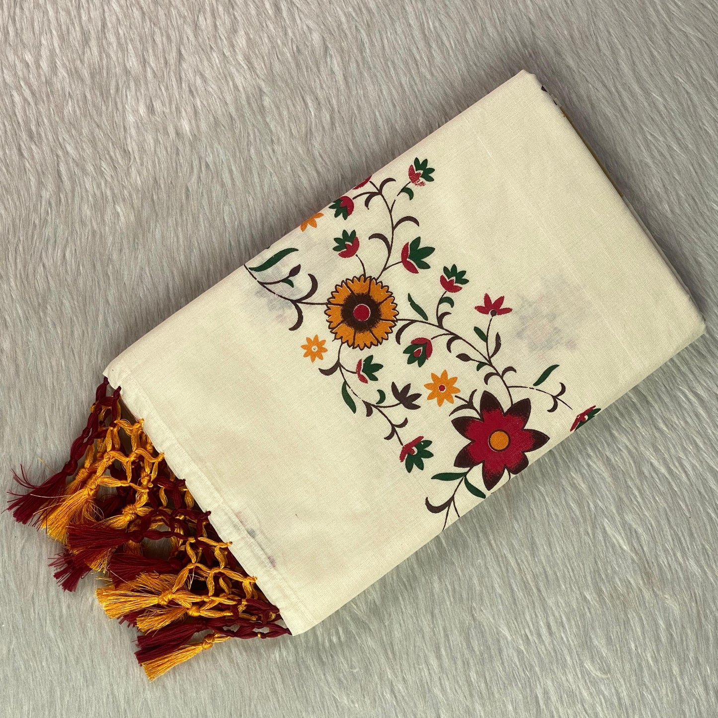 Radhika Floral Cotton Kasavu Saree