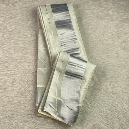 Malini Silver Kasavu Set Saree