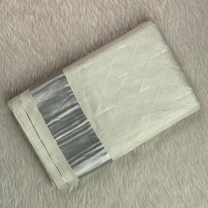 Malini Silver Kasavu Set Saree